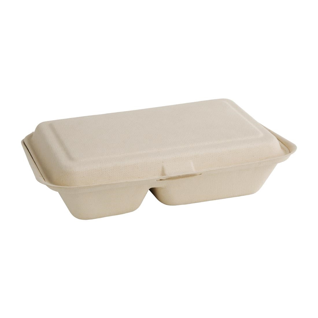 FC541 Fiesta Compostable composteerbare bagasse voedseldozen 2 compartimenten natuurlijke kleur 253mm (200 stuks)