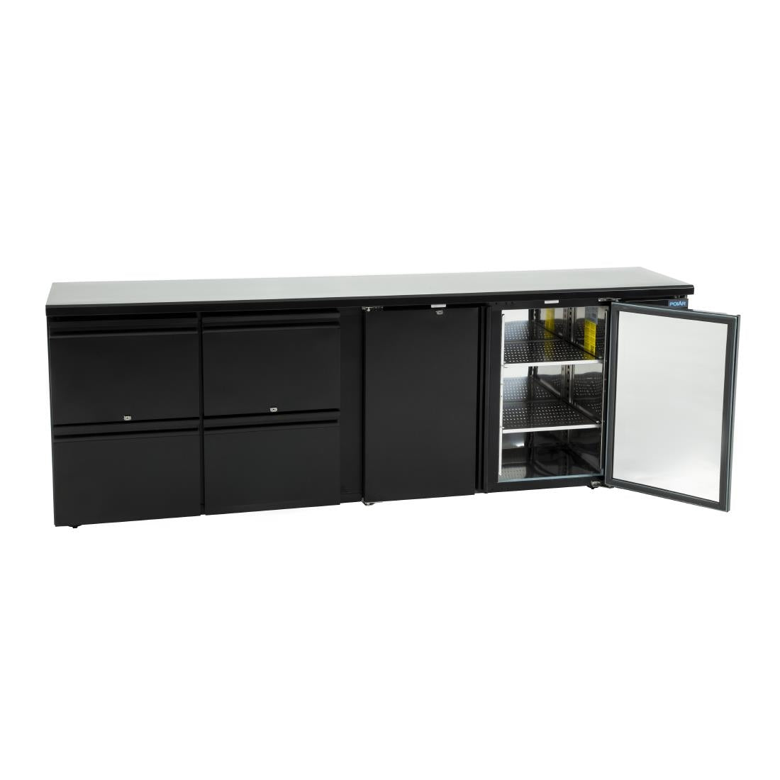 GL456 Polar U-serie dubbele deur back bar toonbank koelkast met laden