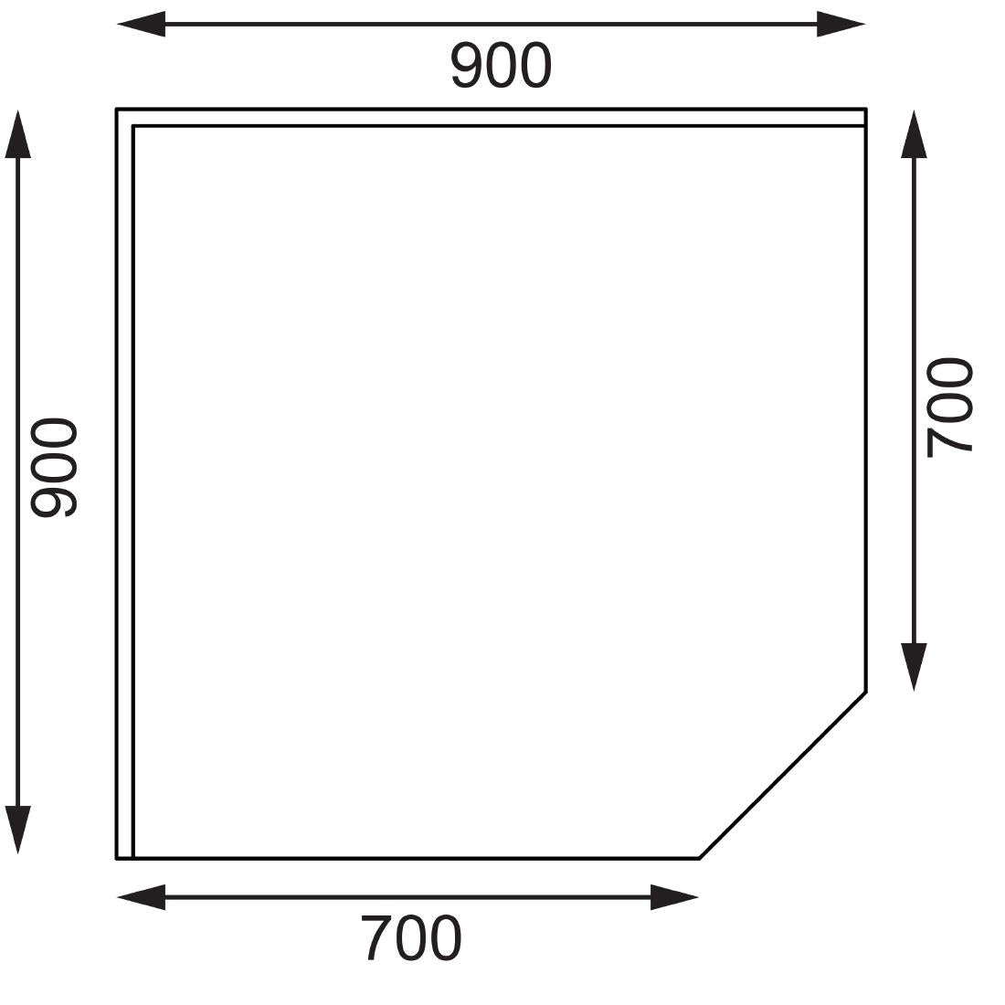 GL278 Vogue RVS werktafel hoekelement 70cm