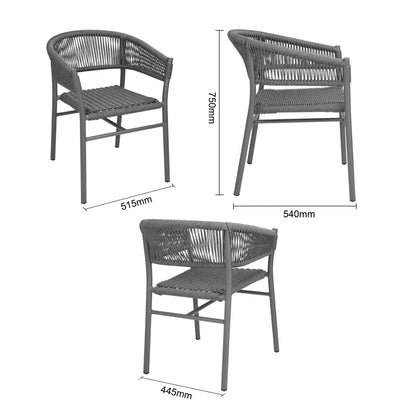 FU533 Bolero Florence Grijze Mix Touw Twist Rieten Stoelen (2 stuks)