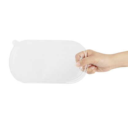 HW630 Fiesta Recycleerbare Pet Deksels Voor Bagasse Ovale Containers (100 stuks)