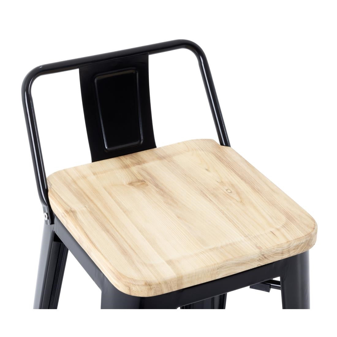 FB623 Bolero Bistro hoge barstoel met houten zitting zwart (4 stuks)