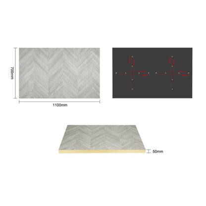 FU513 Bolero Rechthoekig Tafelblad Chevron-Ontwerp 1100 mm x 700 Mm