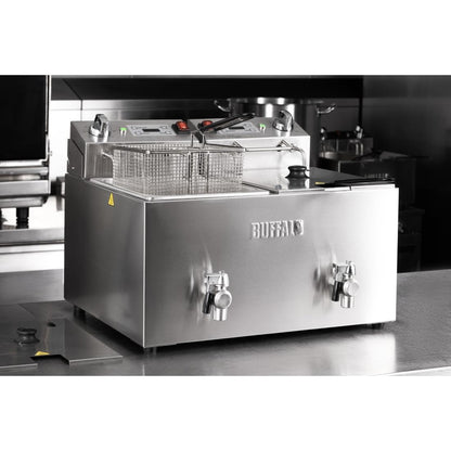 CU621 Buffalo Dubbele Elektrische Friteuse Met Timer 2X8Ltr
