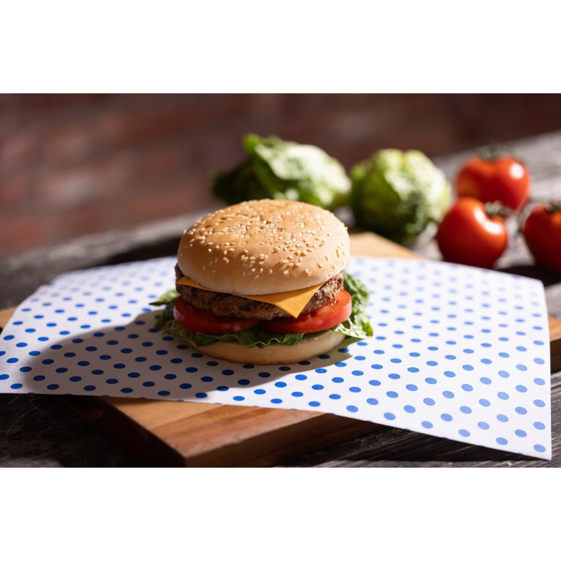 HY792 Fiesta Composteerbare Burgerwikkels Blauw Stip 250x350mm (200 stuks)
