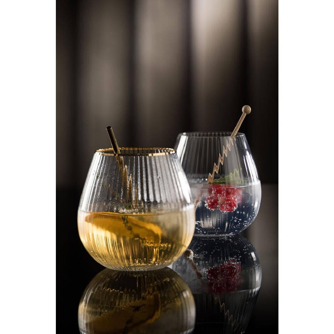 CZ044 Utopia Hayworth Stemless Gin Glazen Met Gouden Rand, 650ml (6 stuks)