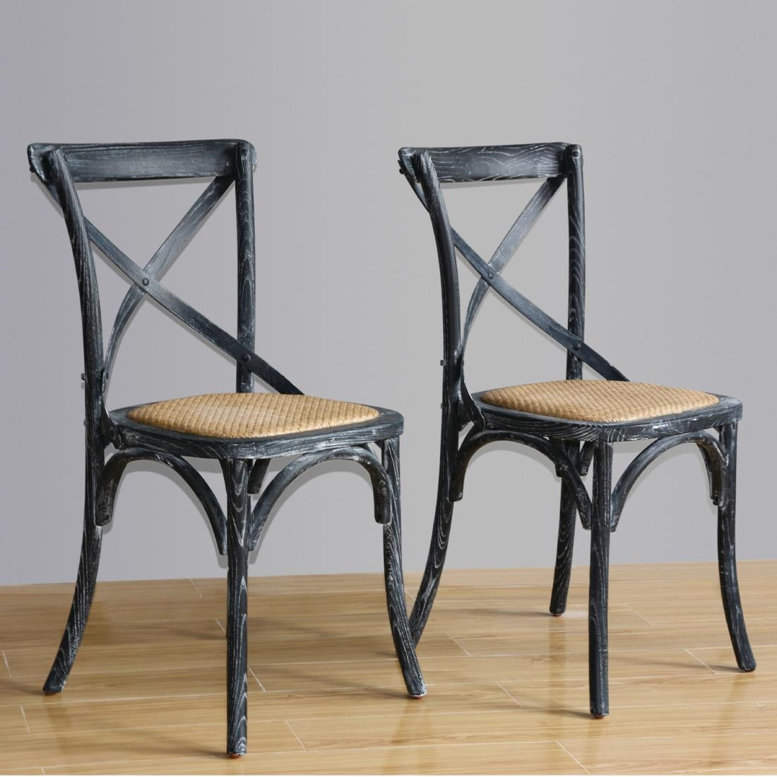 GG654 Bolero houten stoel met gekruiste rugleuning black wash (2 stuks)