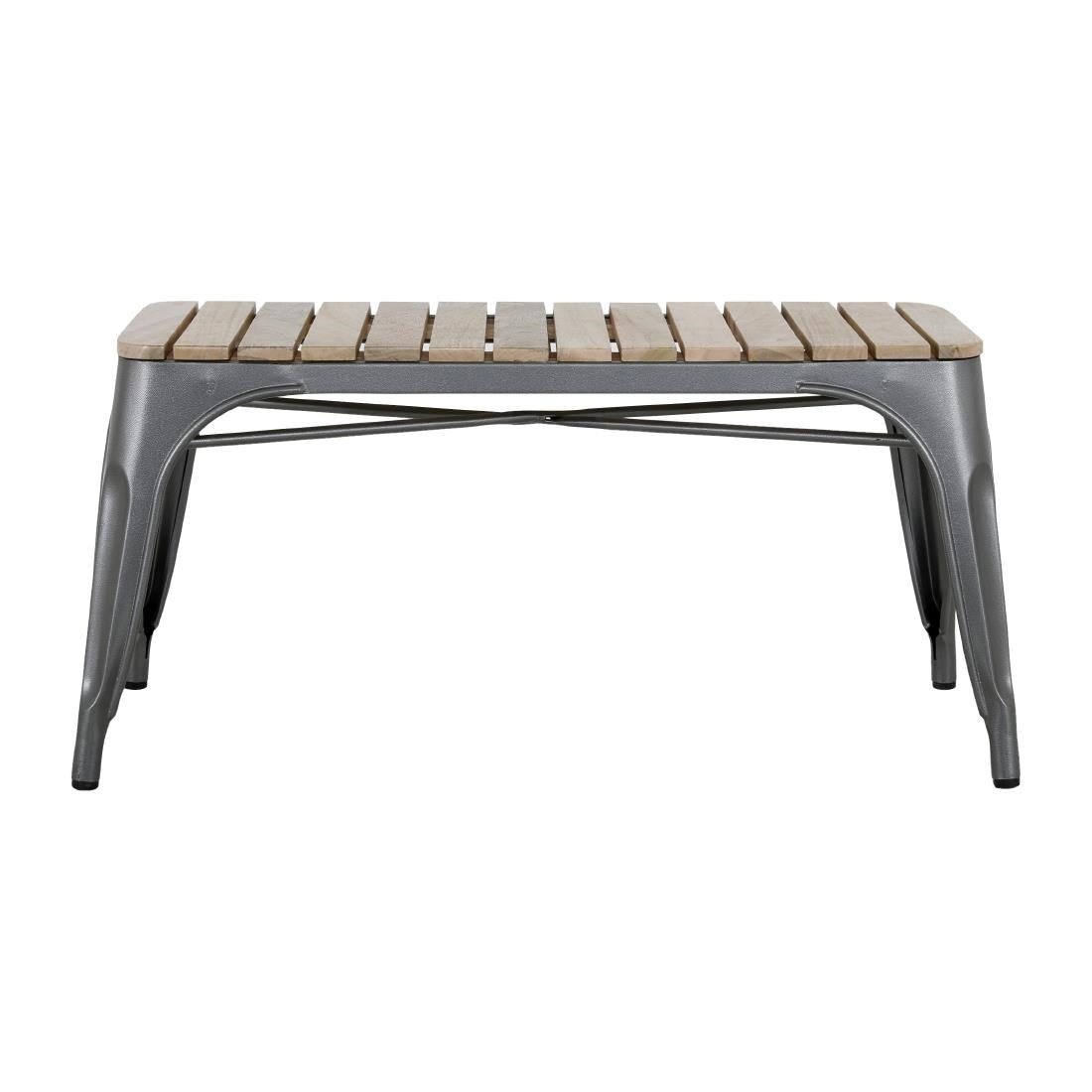 HZ817 Bolero Bistro Bank Met Mangohouten Latten En Donkergrijze Poten 850mm (2 stuks)