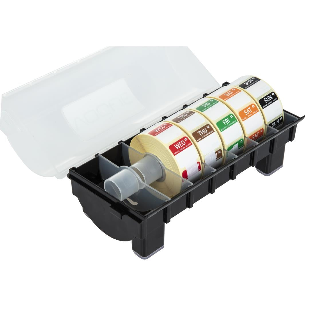 GH473 Hygiplas 2,5cm dispenser inclusief 7 rollen voedseletiketten daglabels