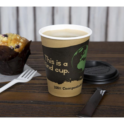DS058 Fiesta Compostable composteerbare koffiebekers enkelwandig bruin 34cl (1000 stuks)