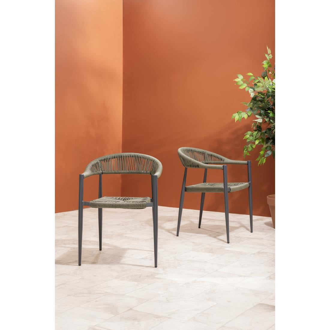 HZ592 Bolero Eden PE gevlochten rattan outdoor armstoelen groen (4 stuks)