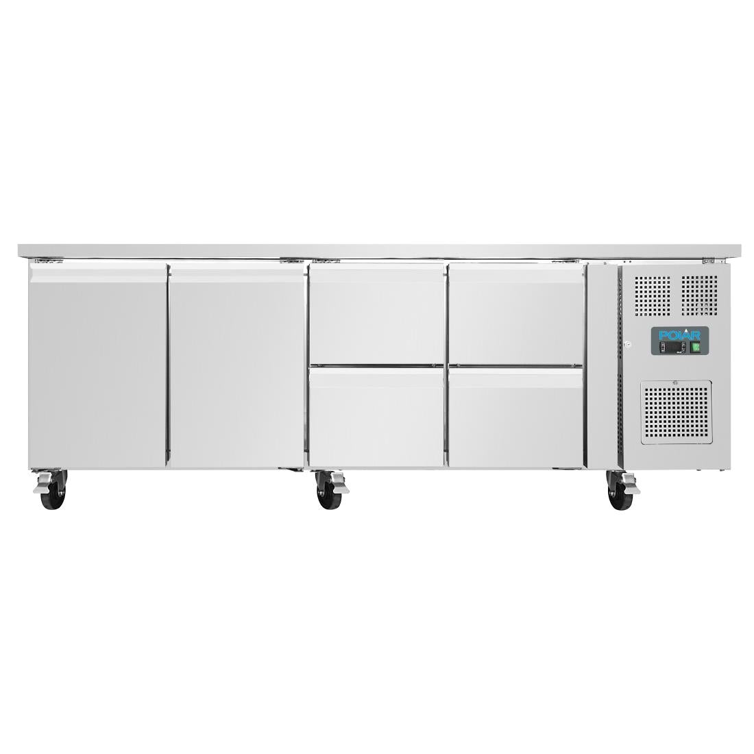 UA021 Polar U-serie premium koelwerkbank 2 deuren 4 lades 476L