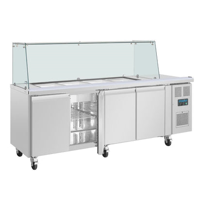UA019 Polar U-serie vierdeurs saladette met vierkant kuchscherm