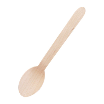 CD904 Fiesta Compostable biologisch afbreekbare houten dessertlepels 16,6cm (100 stuks)