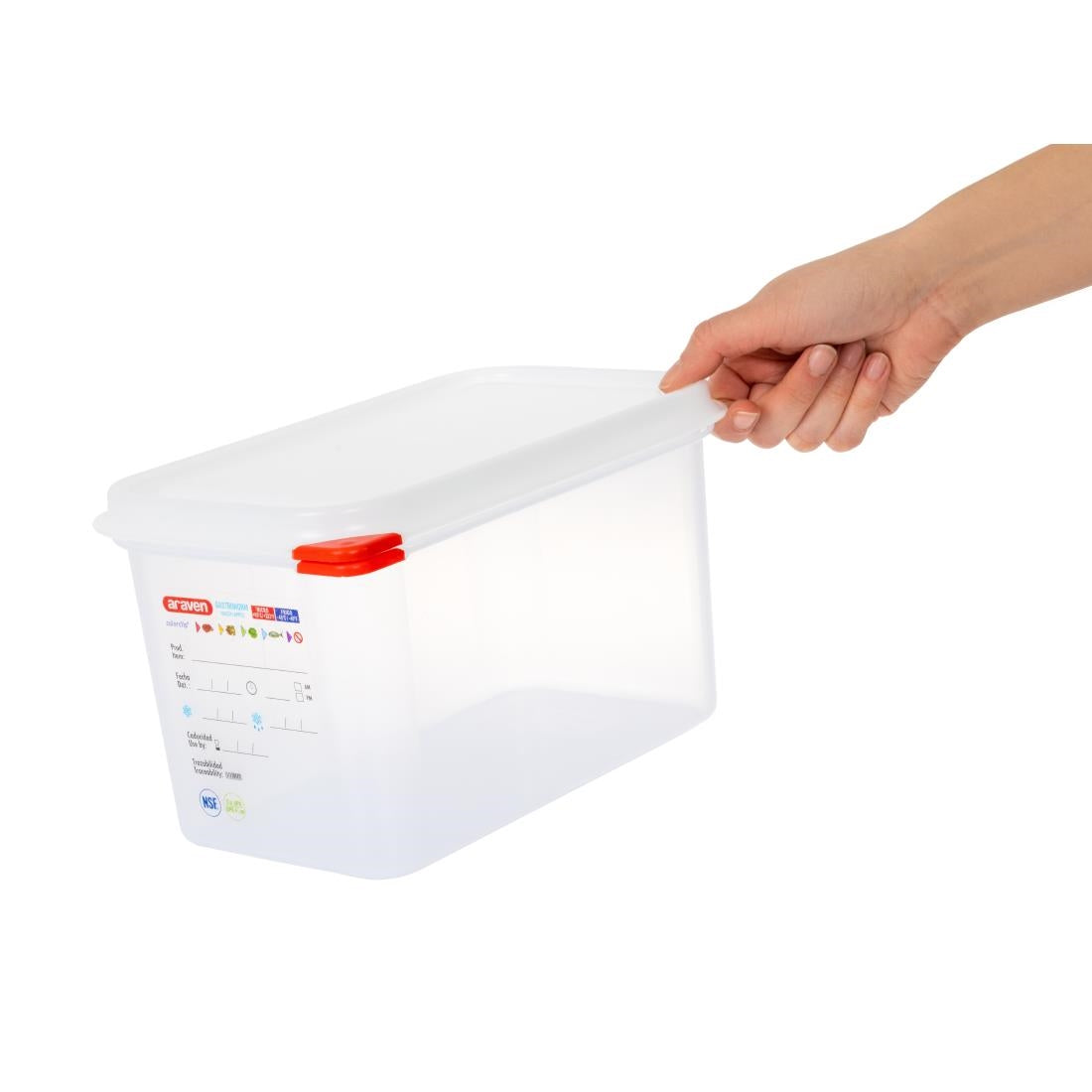 T985 Araven GN 1/4 voedselbak met deksel 4,3Ltr (4 stuks)