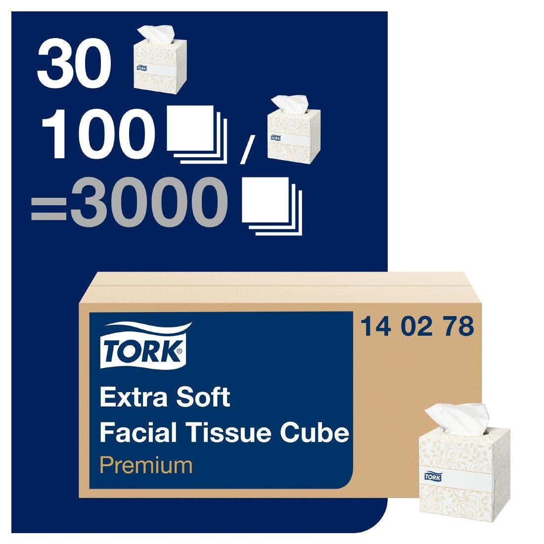 CH570 Tork Premium 100-pak gezichtsreinigingsdoekjes extra soft 2-laags (30 stuks)