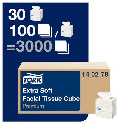 CH570 Tork Premium 100-pak gezichtsreinigingsdoekjes extra soft 2-laags (30 stuks)