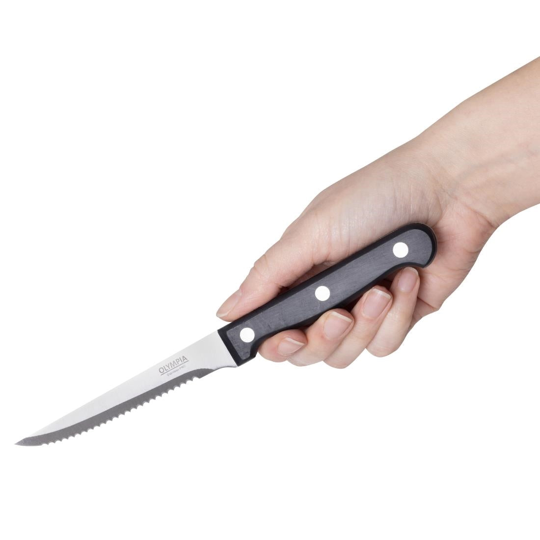 C134 Olympia steakmessen zwart heft 21,5cm (12 stuks)