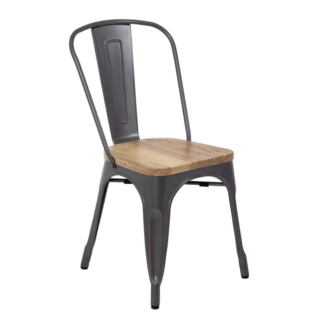 GG708 Bolero Bistro stalen stoelen met houten zitting grijs (4 stuks)