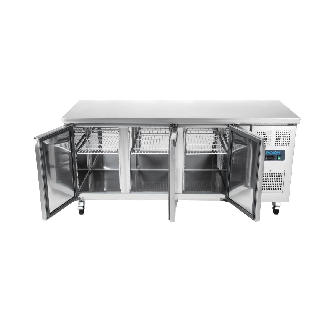UA048 Polar U-Serie Driedubbele Deur Aanrecht Koelkast 417Ltr