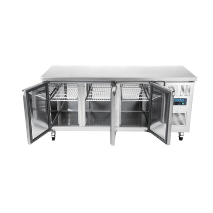 UA048 Polar U-Serie Driedubbele Deur Aanrecht Koelkast 417Ltr
