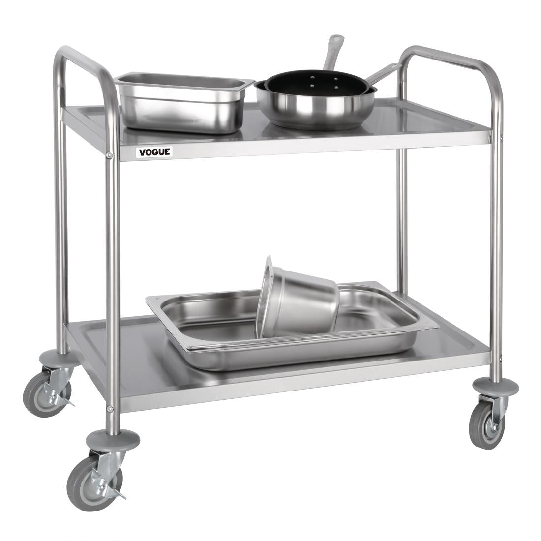 F997 Vogue RVS serveerwagen met 2 bladen Medium