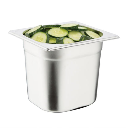 SA243 Vogue roestvrijstalen gastronorm bakset met deksels 1/6 (6 stuks)
