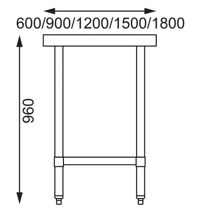 GJ502 Vogue RVS werktafel zonder achteropstand 90x120x70cm