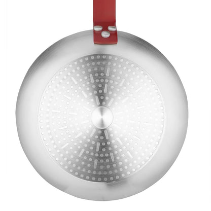 HT966 Hygiplas Aluminium Anti-aanbak Teflon Platinum Plus Koekenpan met Rode Handgreep 28cm