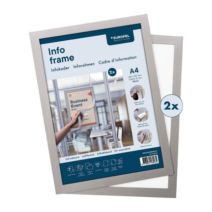 HU455 Europel Info Frame / Zelfklevende Set 2 Stuks A4 Zilver