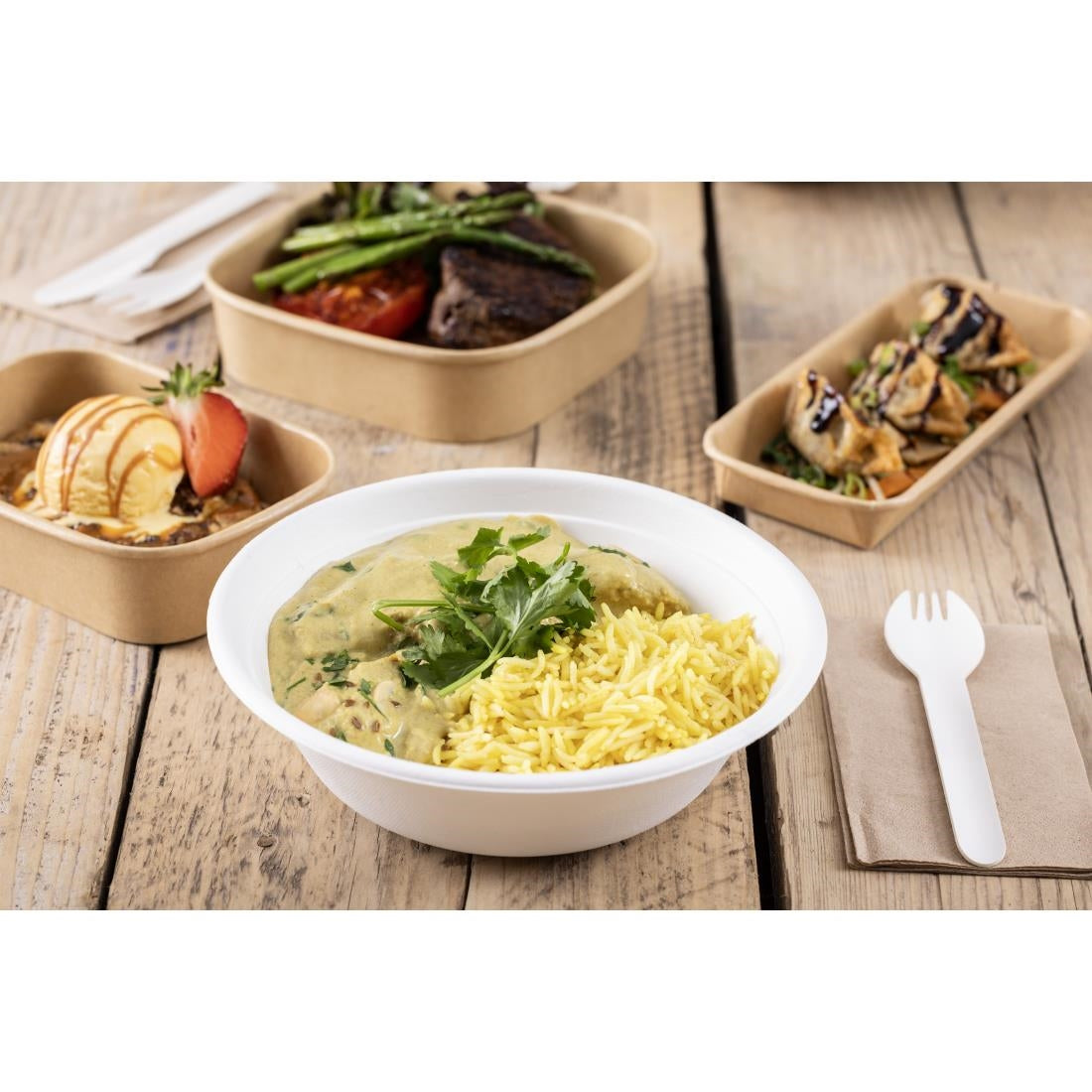 HT488 Fiesta Composteerbare Papieren Sporks 160 mm (100 stuks)