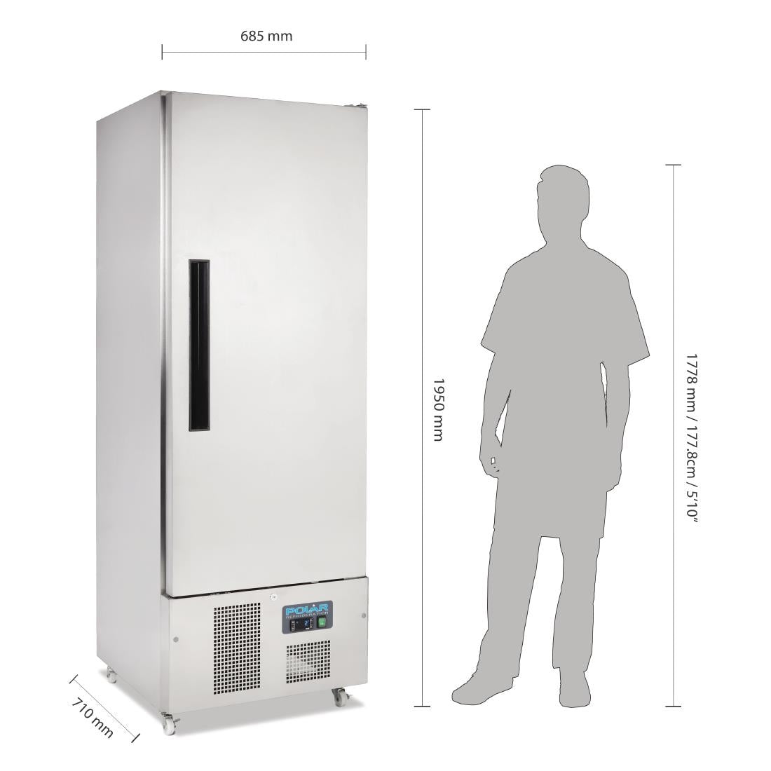 G590 Polar G-serie 1-deurs slimline RVS koeling 440L