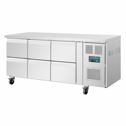 DA548 Polar U-serie geventileerde gekoelde GN werkbank met 6 laden