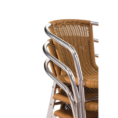 U422 Bolero aluminium en polyrotan stoel naturel (4 stuks)