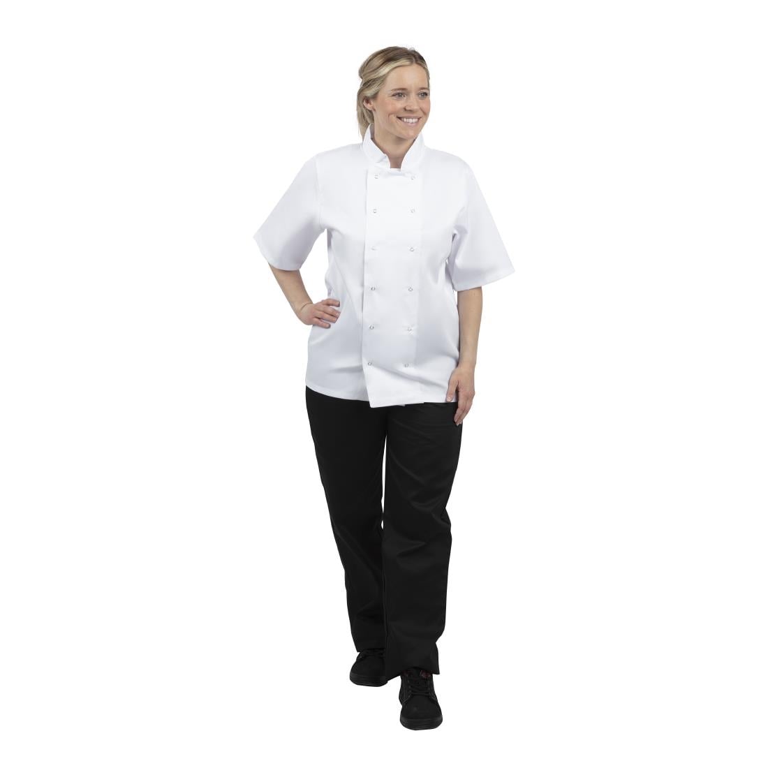 B250-XL Whites Boston unisex koksbuis korte mouw wit XL