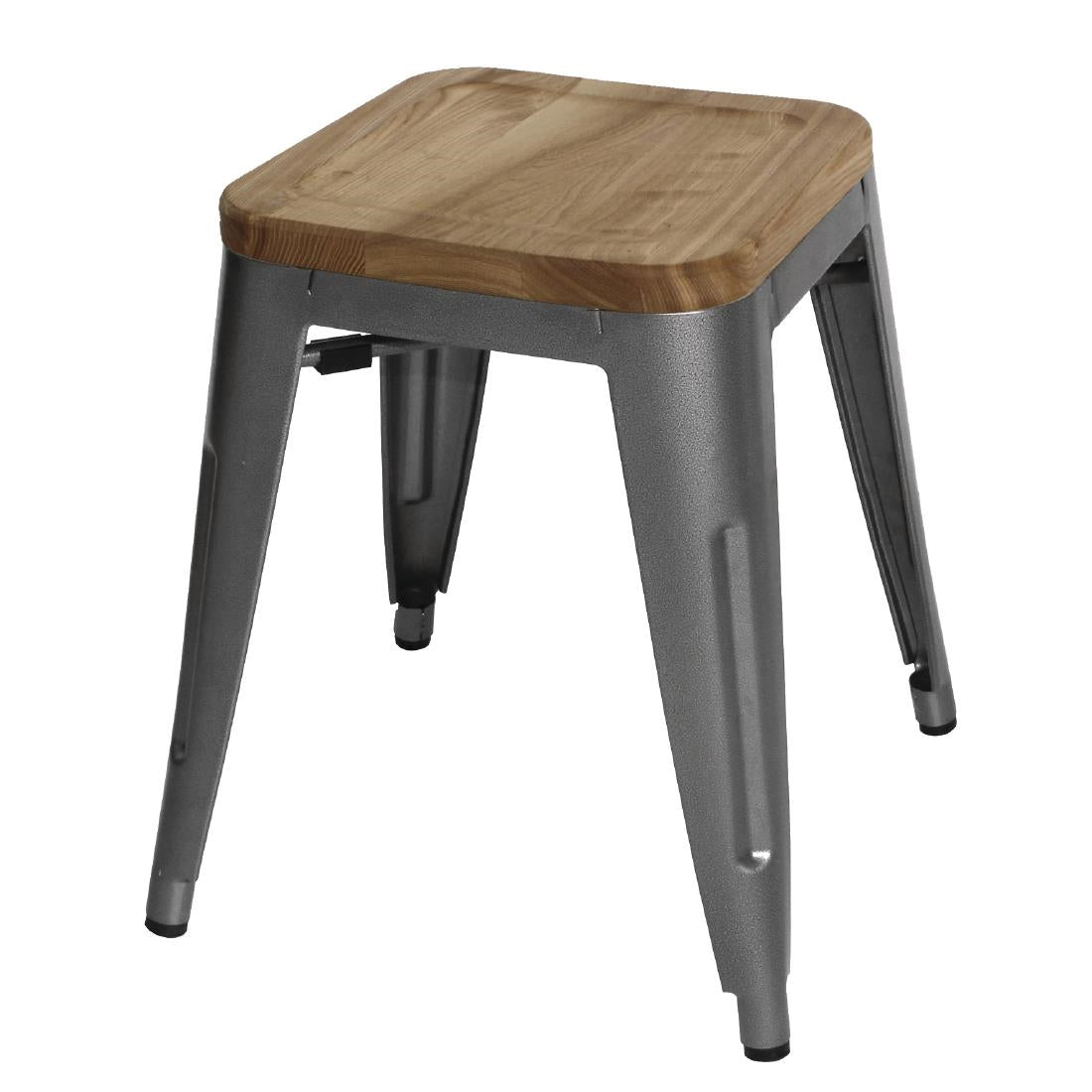 GM636 Bolero Bistro stalen kruk met houten zitting - grijs (4 stuks)