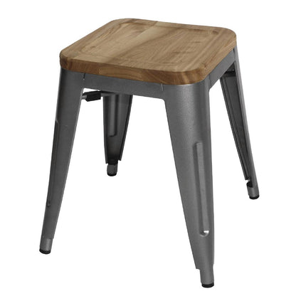 GM636 Bolero Bistro stalen kruk met houten zitting - grijs (4 stuks)