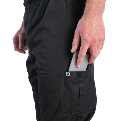 B222-XXL Chef Works unisex slim fit cargo broek zwart XXL