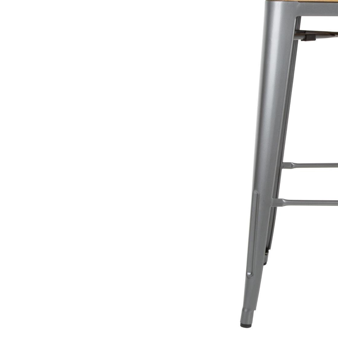 FB624 Bolero Bistro hoge barstoel met houten zitting grijs (4 stuks)