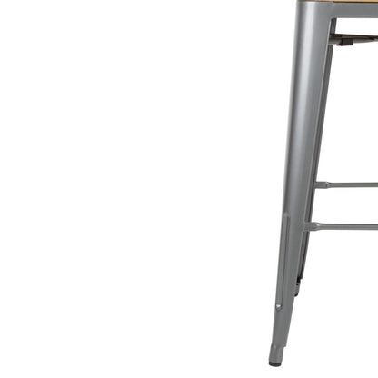 FB624 Bolero Bistro hoge barstoel met houten zitting grijs (4 stuks)