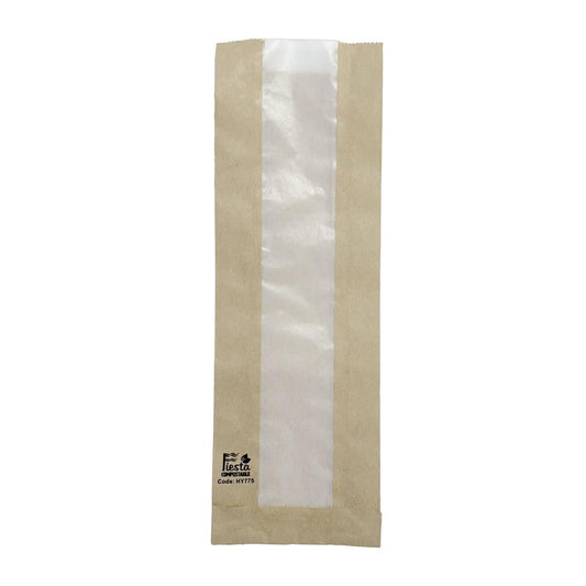 HY775 Fiesta Composteerbare Baguettezakken met Glasine Venster 300x100x60mm (1000 stuks)