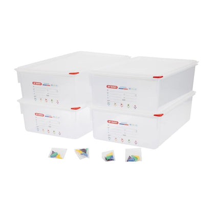 T991 Araven GN 1/1 voedselbak met deksel 21Ltr (4 stuks)