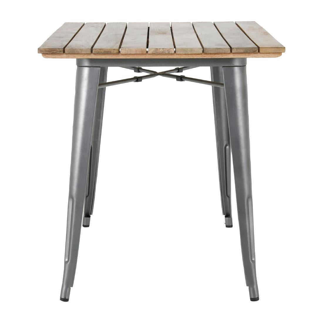 HZ811 Bolero Bistro Eettafel Met Lattenblad Van Mangohout En Donkergrijze Poot 1200mm