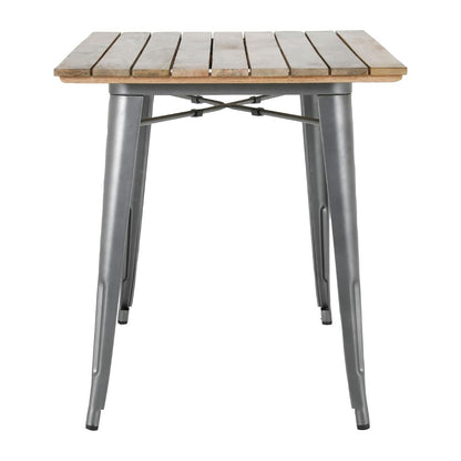 HZ811 Bolero Bistro Eettafel Met Lattenblad Van Mangohout En Donkergrijze Poot 1200mm