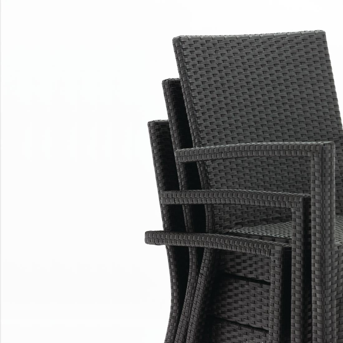 DL477 Bolero polyrotan stoelen met armleuning antraciet (4 stuks)