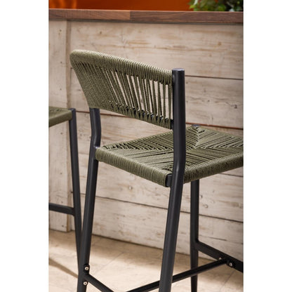 HZ595 Bolero Eden PE gevlochten rattan outdoor barkrukken groen (2 stuks)