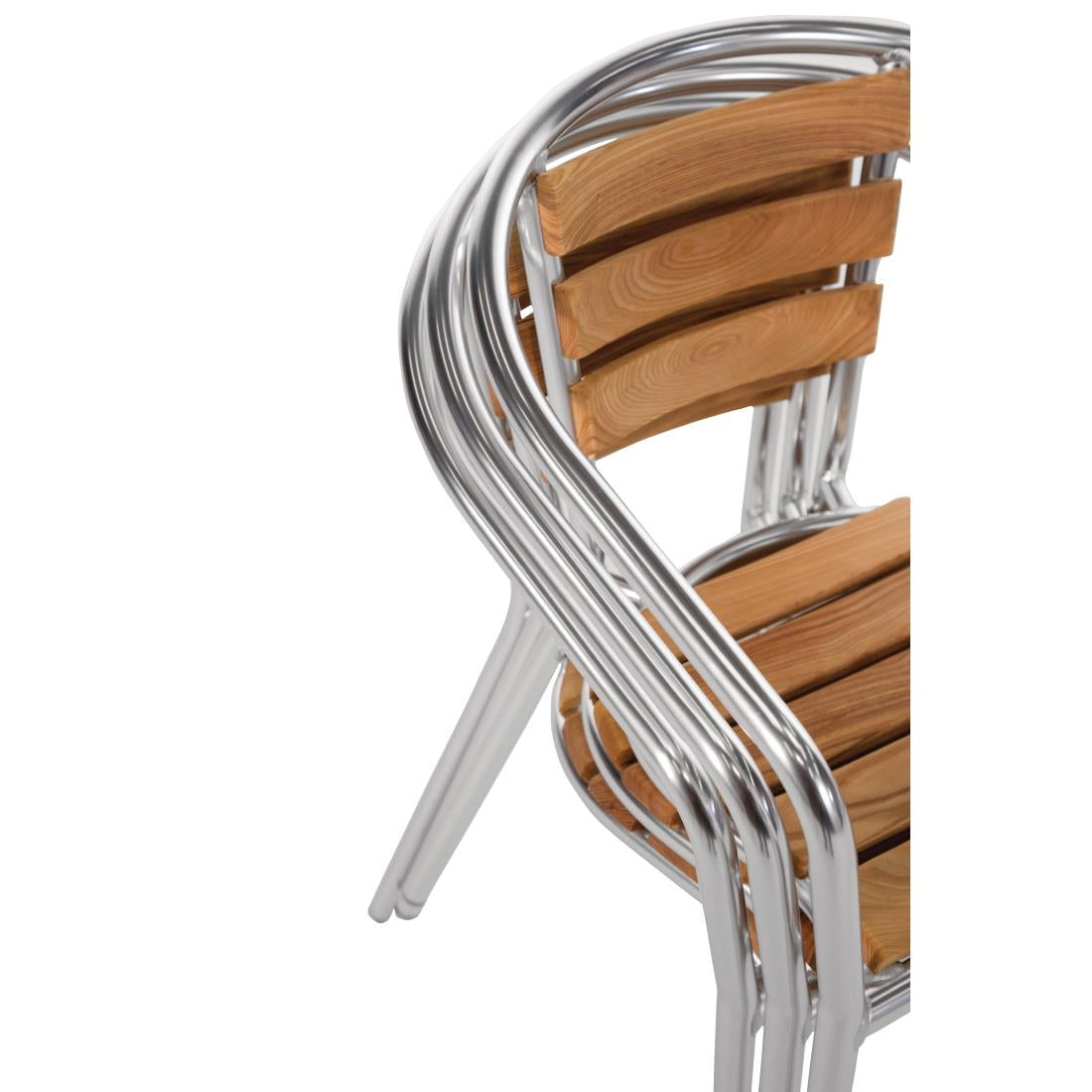 U421 Bolero aluminium en essenhouten stoelen met armleuning (4 stuks)