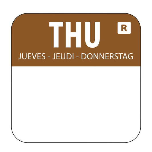 L934 Hygiplas voedseletiketten donderdag kleurcode bruin (1000 stuks)