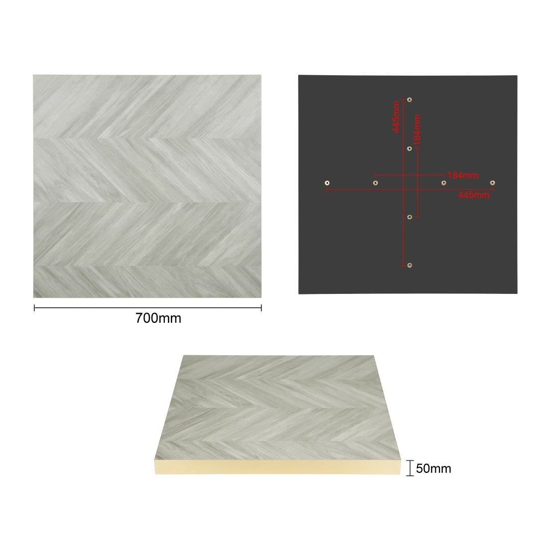 FU512 Bolero Voorgeboord Tafelblad Chevron Design 700 Mm