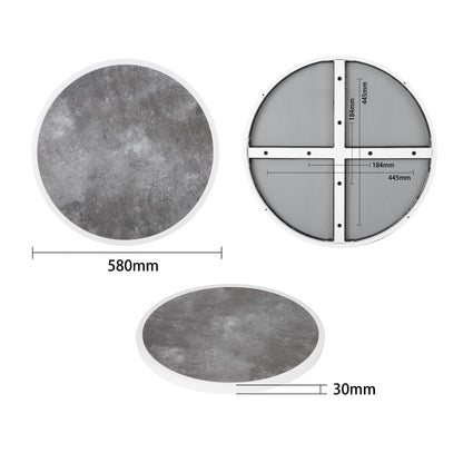 DL488 Bolero Rond Tafelblad Van Glasvezel, Donker Steeneffect, 580mm